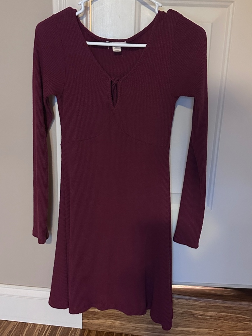 Billabong Women's Long-sleeve Ribbed Dress in Size Small, Burgundy, Stretchy